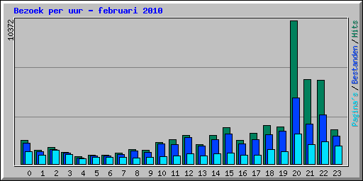 Bezoek per uur - februari 2010