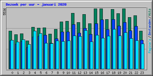 Bezoek per uur - januari 2020
