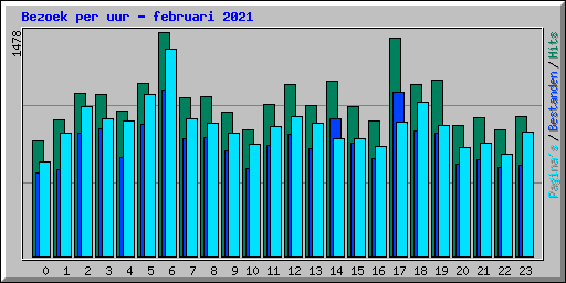 Bezoek per uur - februari 2021